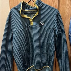 L.L. Bean Quilted Blue Pullover with Yellow Trim